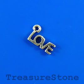 Charm, silver-finished, 5x12mm "LOVE". Pkg of 15.