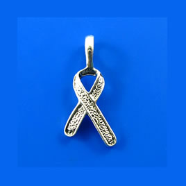 Charm/pendant, silver,13x19mm awareness ribbon, breast cancer,5