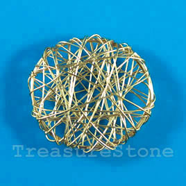 Charm/Pendant, gold-plated wire wrapped, 36mm. Pkg of 4.