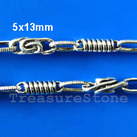 Chain, pewter, antiqued silver-finished, 5x13mm. Sold by meter.