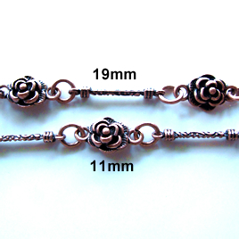 Chain, pewter, antiqued silver-finished, 13mm. Sold by meter.