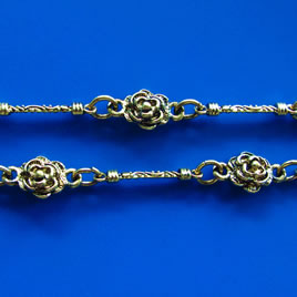 Chain, pewter, antiqued gold-finished, 18/25mm. Sold by meter.