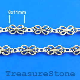 Chain, pewter,antiqued silver-finished, 8x11mm. Sold by meter.