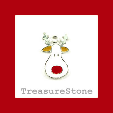 Charm/Pendant,silver-plated, 22mm Christmas Reindeer. Pack of 2. - Click Image to Close