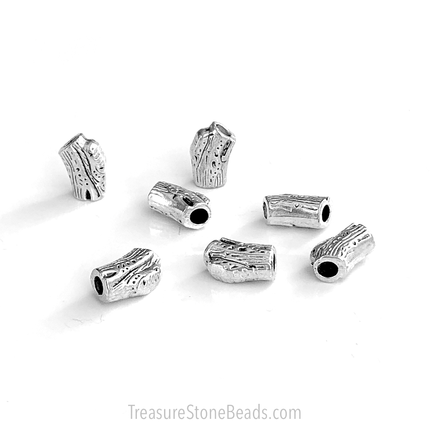 Bead, antiqued silver-finished, 7x11mm tree trunk, spacer, 10pcs - Click Image to Close