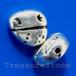 Bead, antiqued silver-finished, 9x4mm. Pkg of 10.