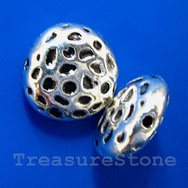Bead, antiqued silver-finished, 10x4mm. Pkg of 12. - Click Image to Close