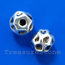 Bead, antiqued silver-finished, 8x10mm. Pkg of 10.
