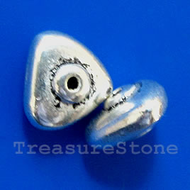 Bead, antiqued silver-finished, 10mm triangle. Pkg of 9.