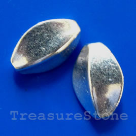 Bead, silver-finished, 8x12x6mm. Pkg of 12.