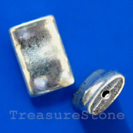 Bead, antiqued silver-finished, 8x12x3mm. Pkg of 8
