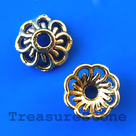 Bead cap, antiqued gold-finished, 9x4mm. Pkg of 20.