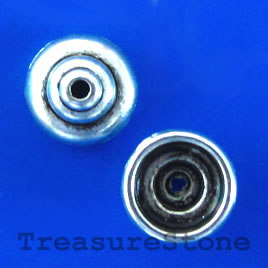Bead cap, antiqued silver-finished, 9x5mm. Pkg of 15