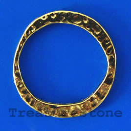 Bead, antiqued gold-finished, 30/23mm ring. Pkg of 5.