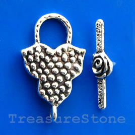 Clasp, toggle, antiqued silver-finished, 20x28mm. Pkg of 4.