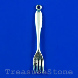 Pendant/charm, silver-finished, 9x50mm fork. Pkg of 4.