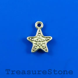 Charm, silver-finished, 13mm beaded star. Pkg of 12.
