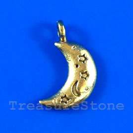 Pendant/charm, gold-finished, 10x16mm crescent moon. Pkg of 10.