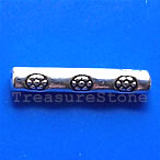 Bead, antiqued silver-finished, 2x14mm tube. Pkg of 19