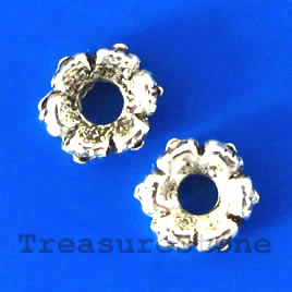 Bead cap, antiqued silver-finished,5x1mm rondelle. Pkg of 30.