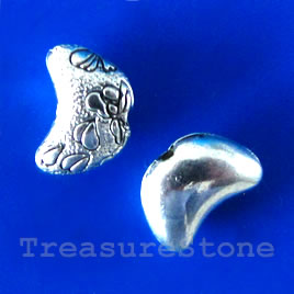 Bead, antiqued silver-finished, 10x7mm moon. Pkg of 15.