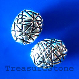 Bead, antiqued silver-finished, 10x8mm. Pkg of 15.
