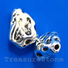 Bead, antiqued silver-finished, 13x15x5mm. Pkg of 6