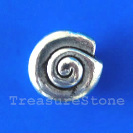 Bead, silver-finished, 14x5mm. Pkg of 10.