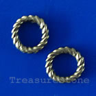 Bead, antiqued brass finished ring, 10mm. Pkg of 30.