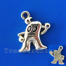 Charm/pendant, silver-plated, 13x16mm happy . Pkg of 12.