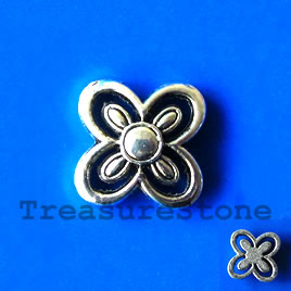 Bead, silver-finished, 17mm. Pkg of 8.