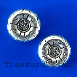 Bead, antiqued silver-finished, 12mm. Pkg of 8