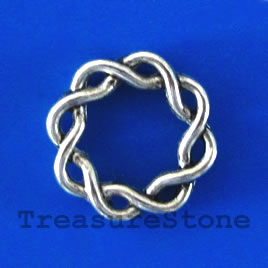 Bead, silver-finished, 14mm circle. Pkg of 15.