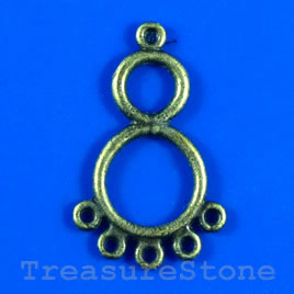 Connector,antiqued brass-finished,19x27mm. Pkg of 8.