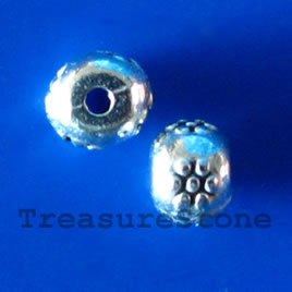 Bead, antiqued silver-finished, 3x4mm. Pkg of 25.