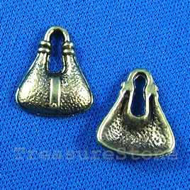 Pendant/charm, gold-finished, 16x18mm purse. Pkg of 6.