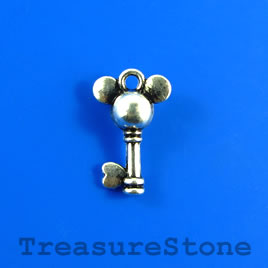 Charm, 11x17mm silver-colored key. Pkg of 12.