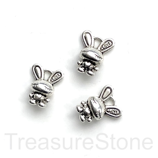 Charm/pendant,silver colour,14x17mm Easter rabbit, bunny, love.7
