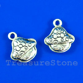 Pendant/charm, silver-finished, 14mm baby doll. Pkg of 10.