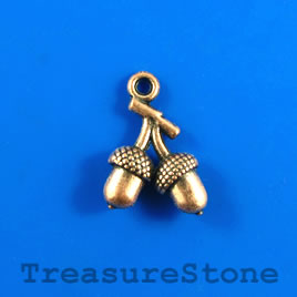 Charm, copper-finished acorn, 12x15mm. Pkg of 10.