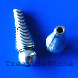 Bead, antiqued silver-finished, 6x18mm. Pkg of 10.
