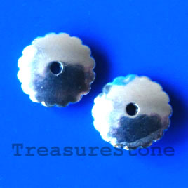 Bead, silver-finished, 12mm. Pkg of 8.
