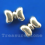 Bead,antiqued silver-finished,10x8mm bow tie. Pkg of 12.
