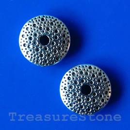 Bead, antiqued silver-finished, 10x3mm saucer/disc, spacer, 15