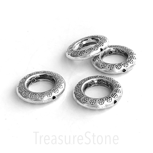 Bead frame, antiqued silver-finished, 19mm circle/ring. Pkg of 4