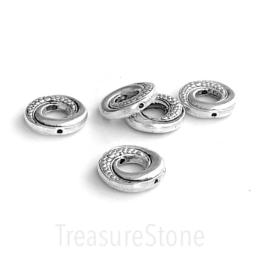 Bead frame, antiqued silver-finished, 14mm ring/circle. Pkg of 8