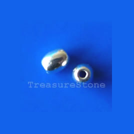 Bead, silver-finished, 4x5mm rice. Pkg of 20.