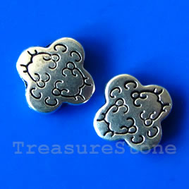 Bead, silver-finished, 12x2mm. Pkg of 12.