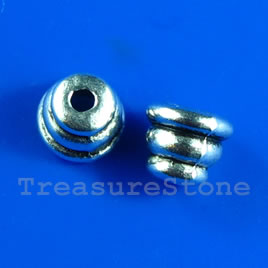 Bead cap, antiqued silver-finished, 7mm. Pkg of 12