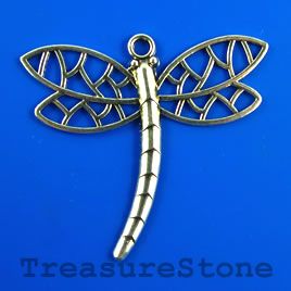 Pendant, silver-colored, 67mm dragonfly. Sold individually. - Click Image to Close